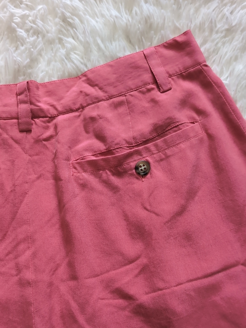 80s Go Silk 100% Silk Pink High Waist Pleated Button Fly Bermuda Shorts - Picture 6 of 11